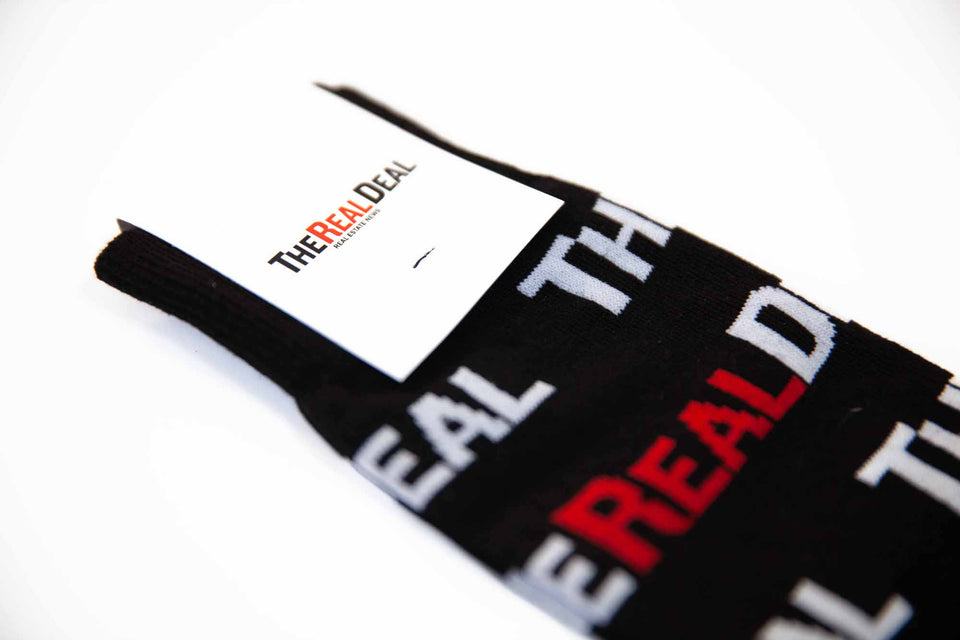 The Real Deal Socks Black - Large Text